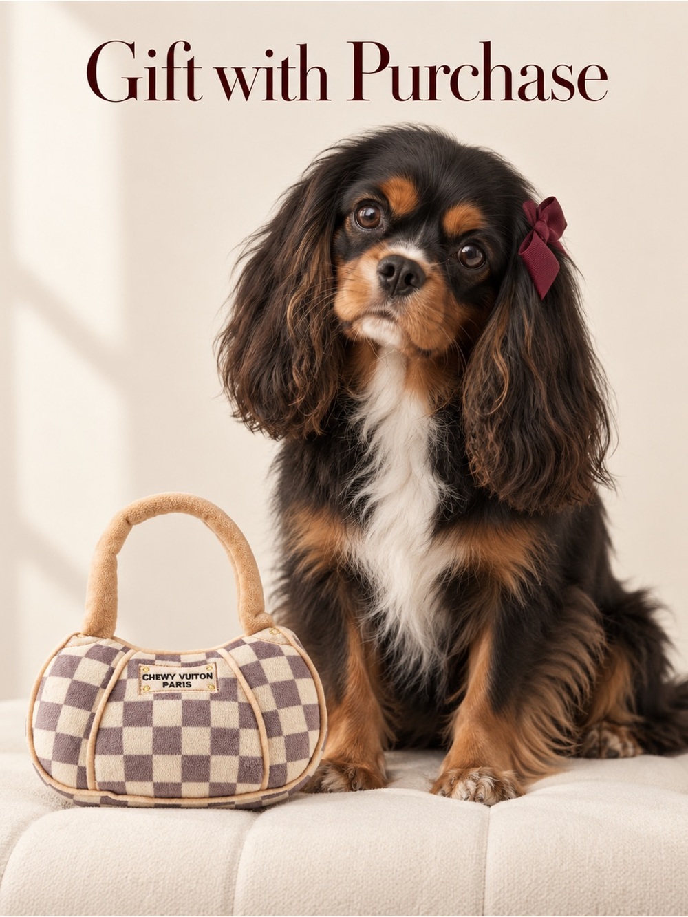 NWT Haute Diggity Dog Mini Chewy Vuiton Checker Handbag Dog Toy